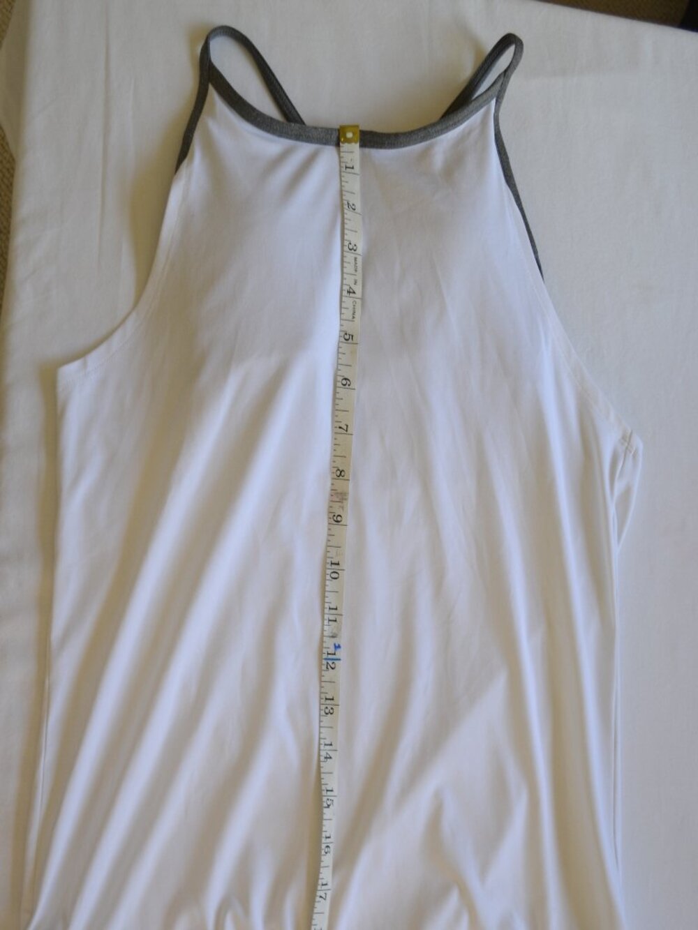 Fabletics “Norwalk” White and Grey Layered Racerback Tank with Built-In Bra - Picture 11 of 11
